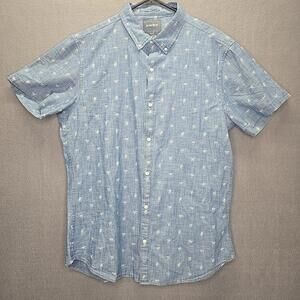 Bonobos Slim Fit HANG LOOSE/SHAKA Chambray Button-up Short Sleeve Shirt SZ XLT